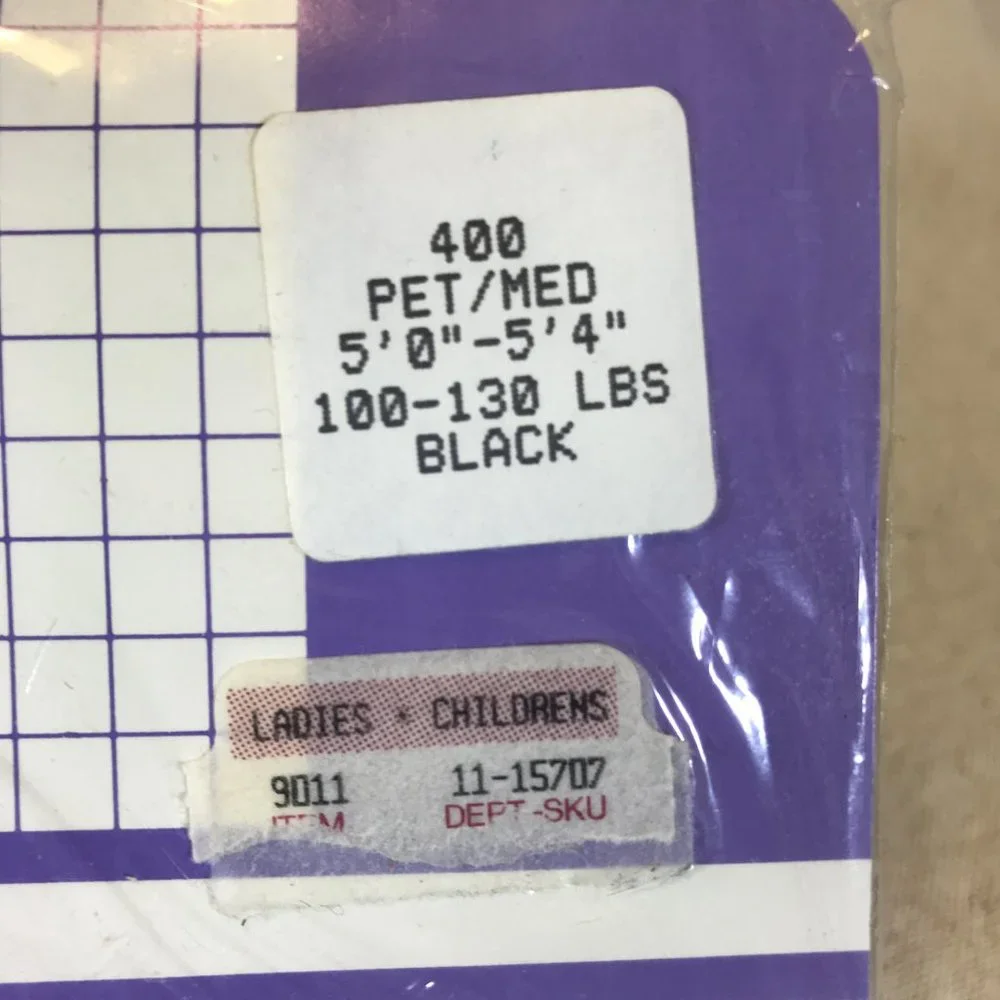Vintage Sheer Stretch Regular Cotton Crotch Pantyhose #400 Black Pet/Med USA